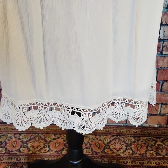 Hint Of Mint Lace Gauze Ivory Boho Dress S - Picture 5 of 10
